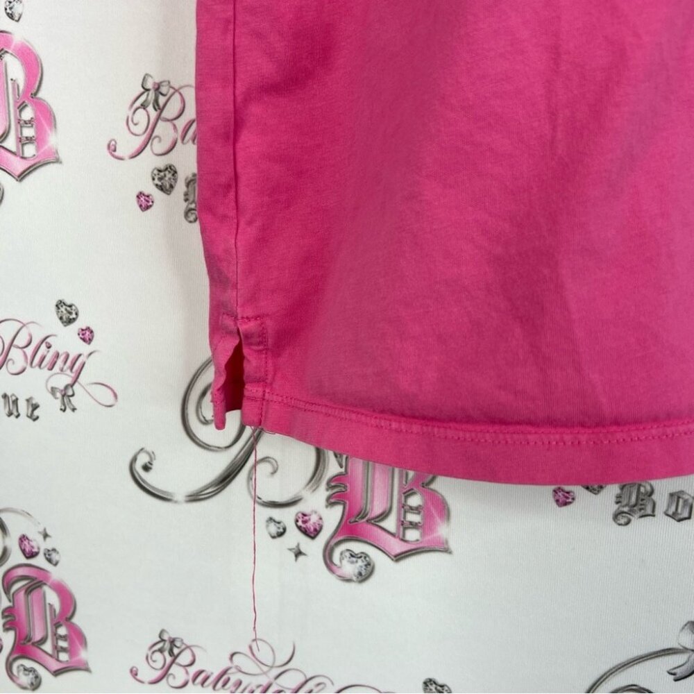 Talbots tee tshirt top bright slits on side Pink button detail Shirt - Picture 8 of 12